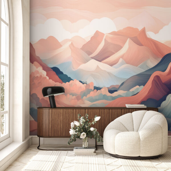 Peinture de montagnes et de nuages Peinture de montagnes et de nuages