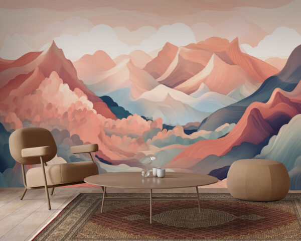 Peinture de montagnes et de nuages Peinture de montagnes et de nuages