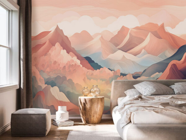 Peinture de montagnes et de nuages Peinture de montagnes et de nuages