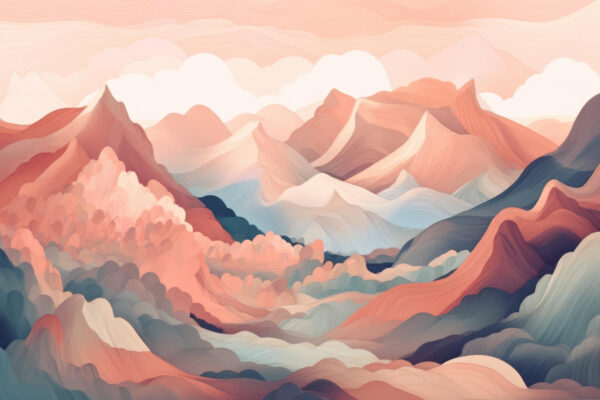 Peinture de montagnes et de nuages Peinture de montagnes et de nuages