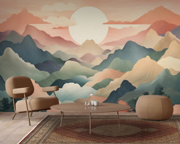 Paysage avec montagnes et arbres Paysage avec montagnes et arbres