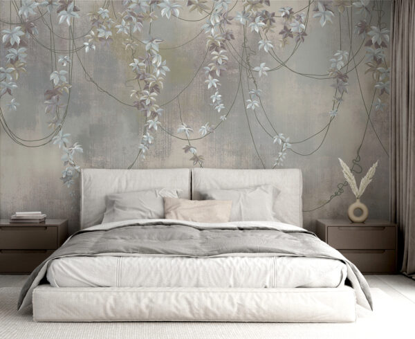 Papier peint avec des fleurs blanches Papier peint avec des fleurs blanches