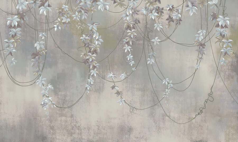 Papier peint avec des fleurs blanches