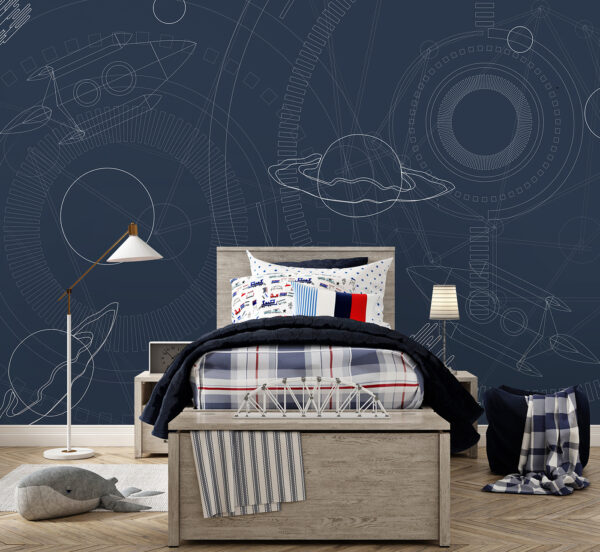 Fond bleu et blanc avec des planètes et des étoiles Fond bleu et blanc avec des planètes et des étoiles