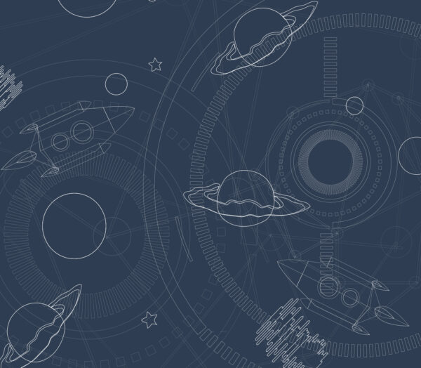 Fond bleu et blanc avec des planètes et des étoiles Fond bleu et blanc avec des planètes et des étoiles