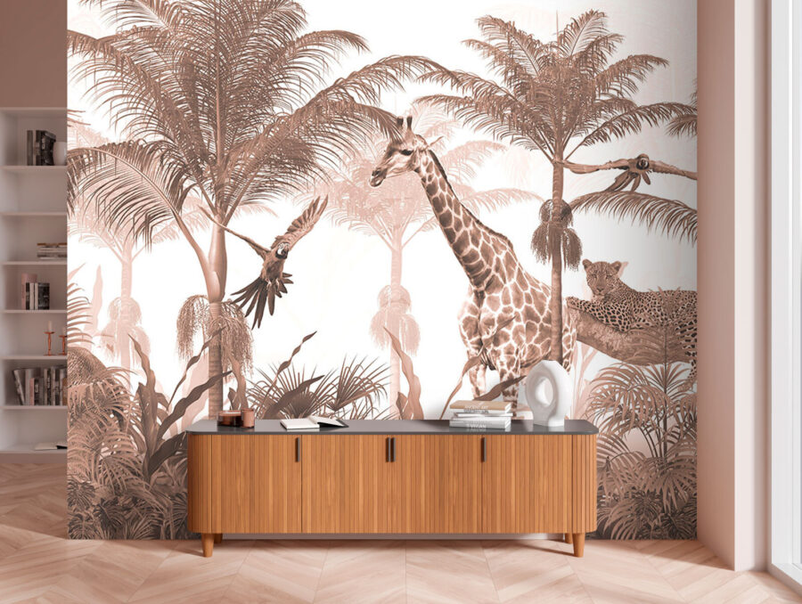 Papier peint Girafes et perroquet dans une forêt – Image 3