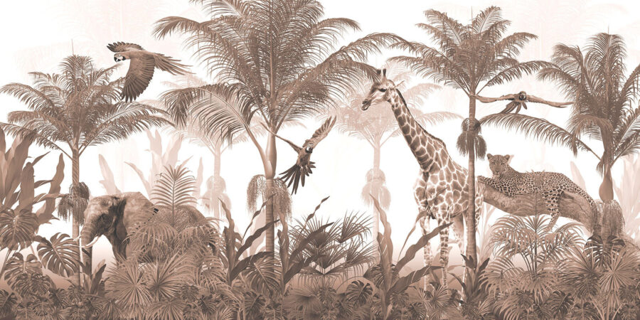 Papier peint Girafes et perroquet dans une forêt – Image 6