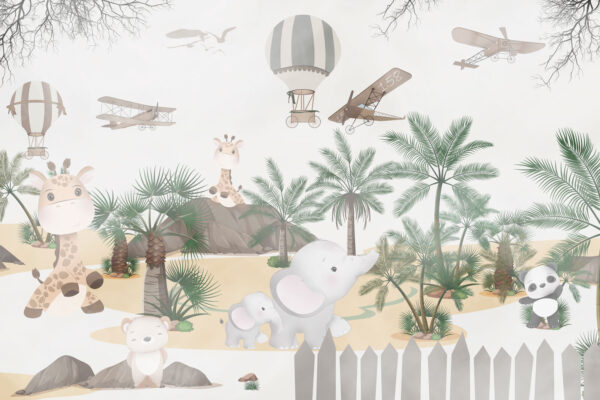 Peinture murale d'animaux et d'avions Peinture murale d'animaux et d'avions