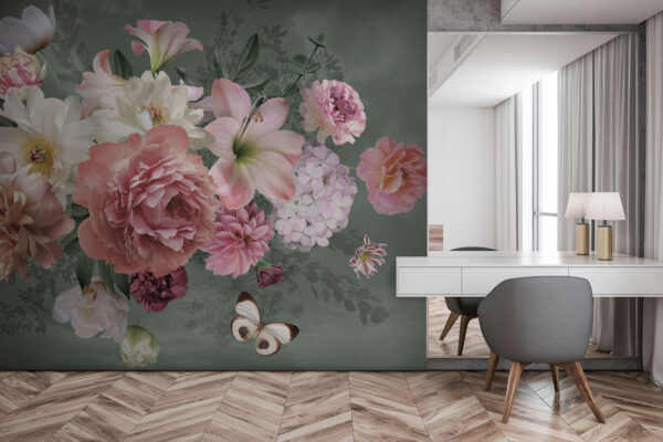 Groupe de fleurs avec un papillon Groupe de fleurs avec un papillon