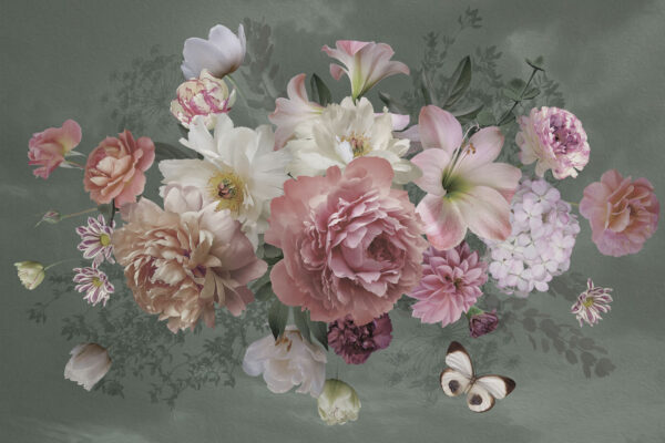 Groupe de fleurs avec un papillon Groupe de fleurs avec un papillon