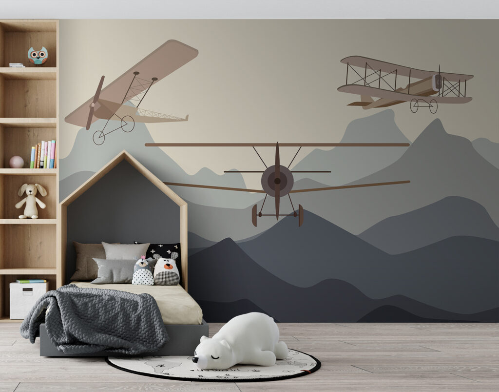 Two airplanes flying in the air Two airplanes flying in the air