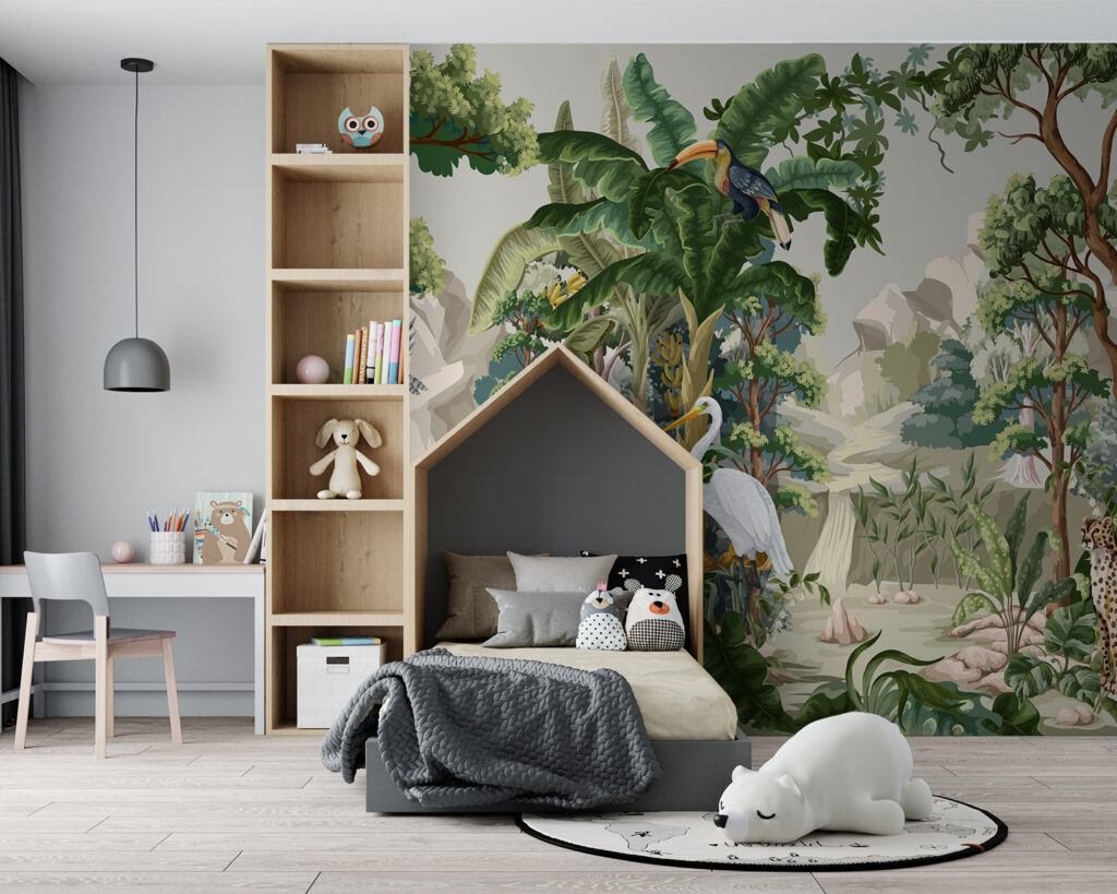 Wallpaper with a jungle scene Wallpaper with a jungle scene