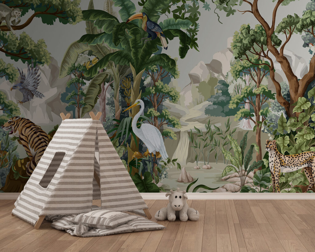 Wallpaper with a jungle scene Wallpaper with a jungle scene