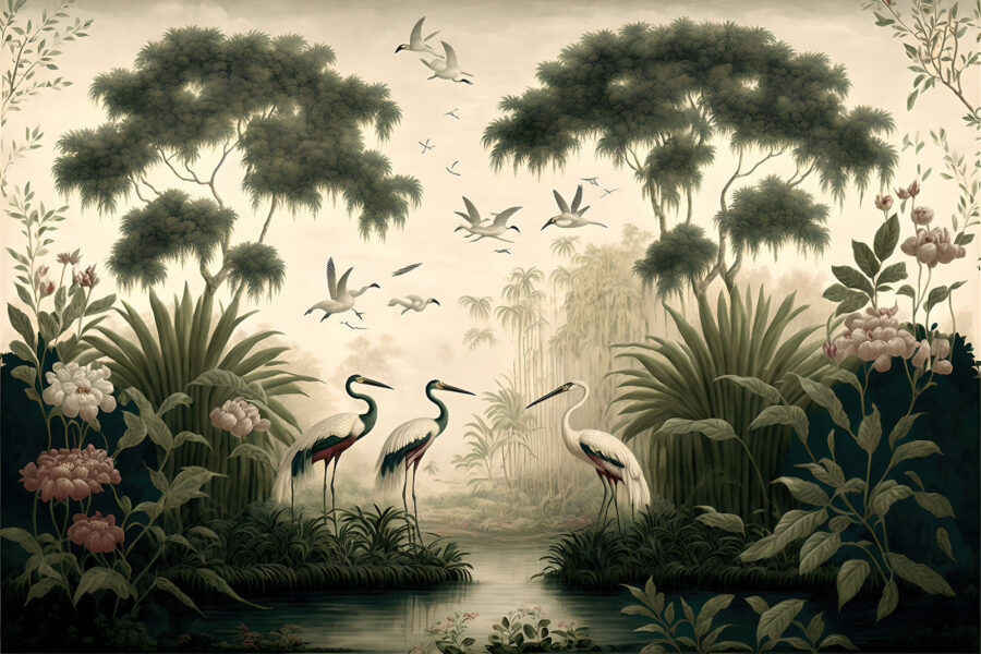 Oiseaux dans une rivière
