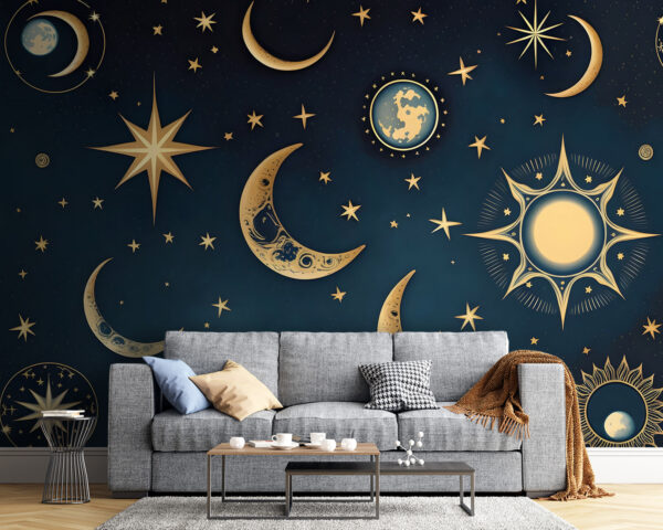Lune et étoiles dans le ciel Lune et étoiles dans le ciel
