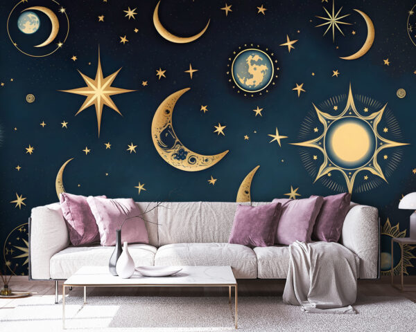 Lune et étoiles dans le ciel Lune et étoiles dans le ciel