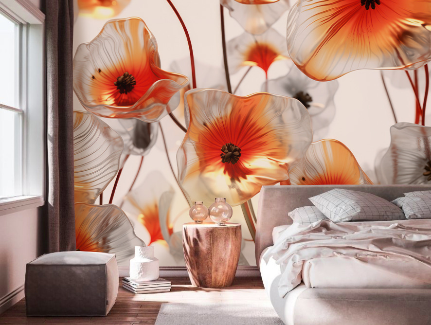 Groupe de fleurs en verre