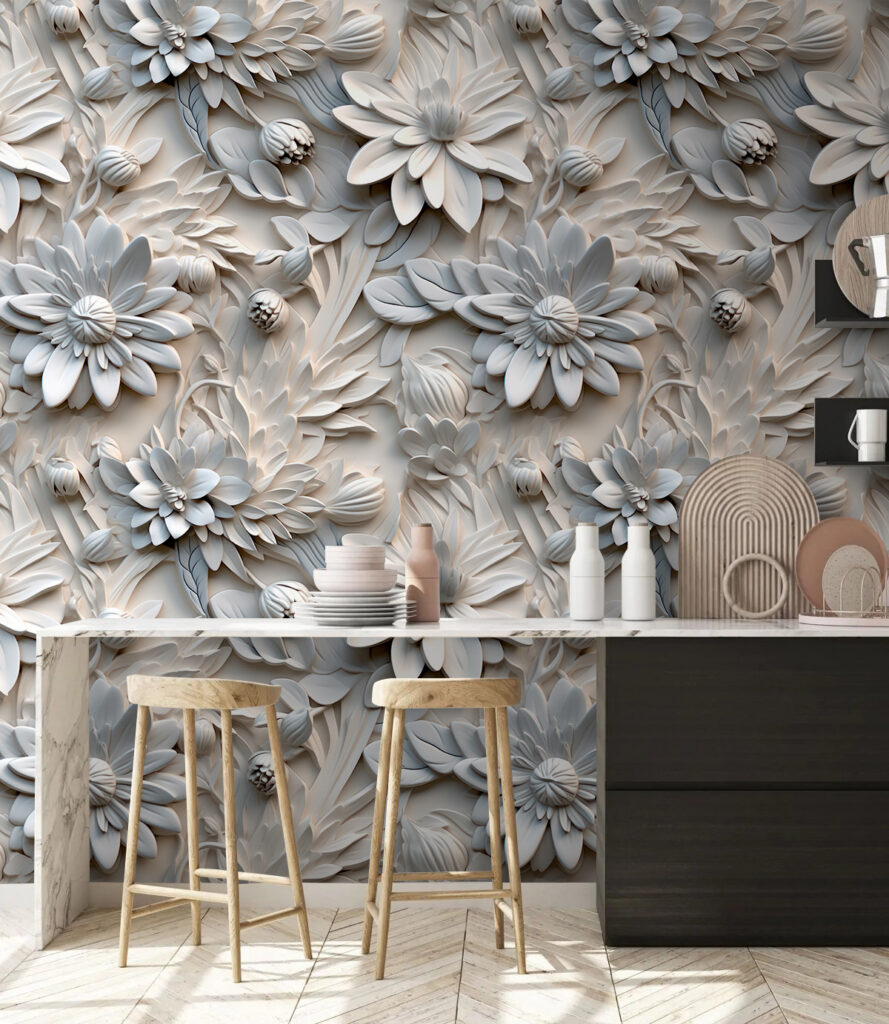 White flower pattern on a wall White flower pattern on a wall