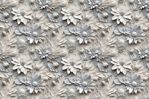Motif de fleurs blanches sur un mur Motif de fleurs blanches sur un mur