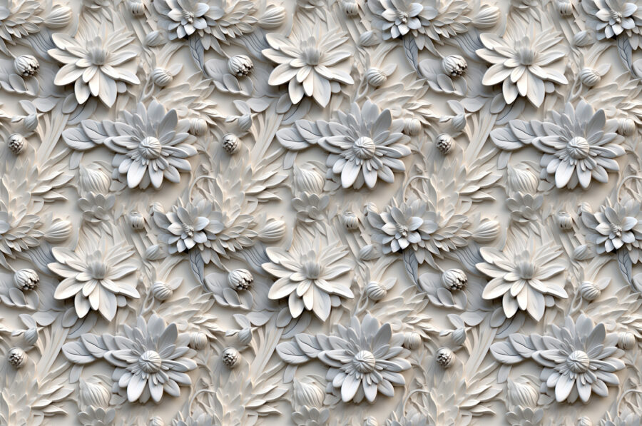 Motif de fleurs blanches sur un mur