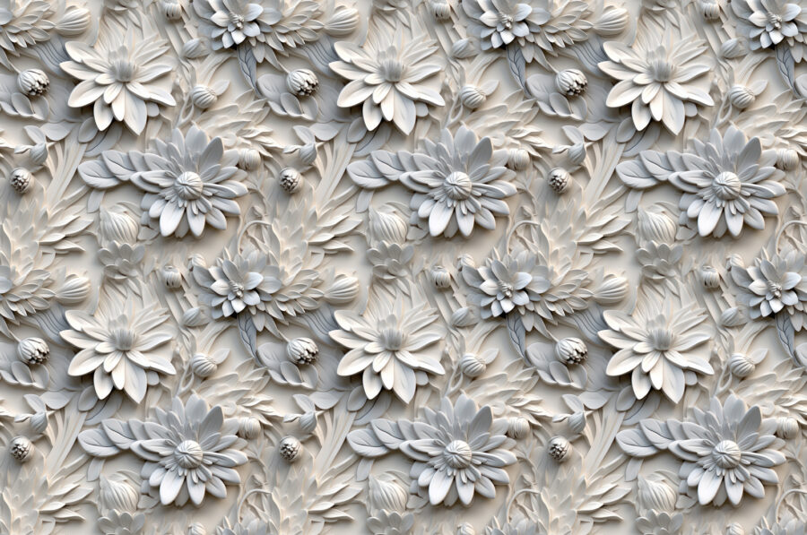 Motif de fleurs blanches sur un mur