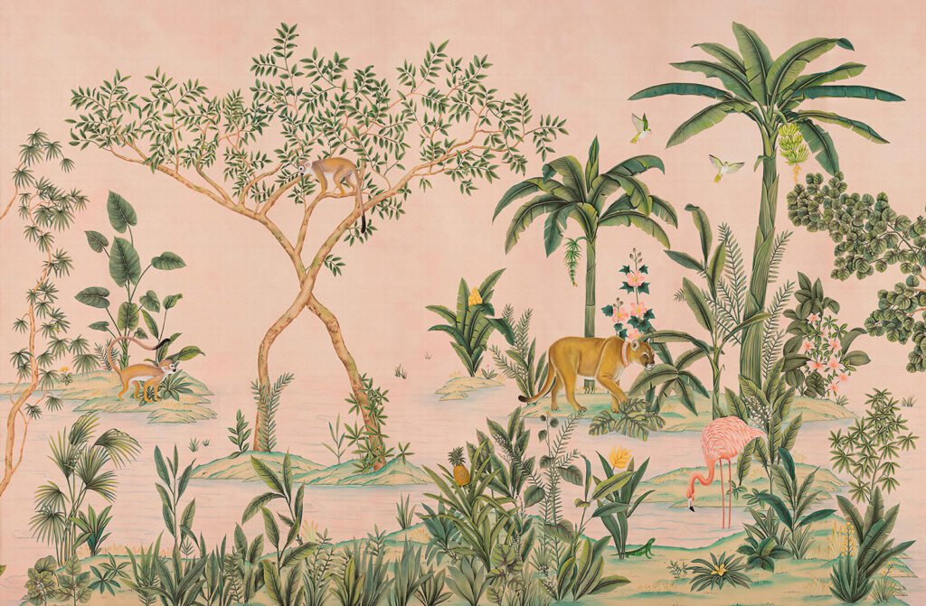 Papier peint avec des animaux et des arbres Papier peint avec des animaux et des arbres