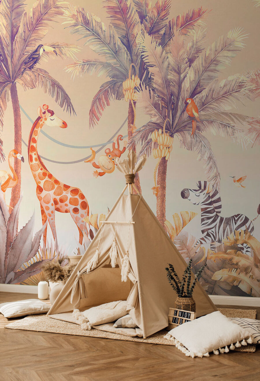 Girafe et zèbre dans la jungle Girafe et zèbre dans la jungle