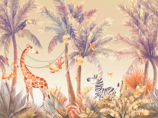 Girafe et zèbre dans la jungle Girafe et zèbre dans la jungle