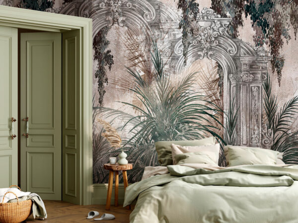 Peinture d'une arche en pierre avec des plantes Peinture d'une arche en pierre avec des plantes