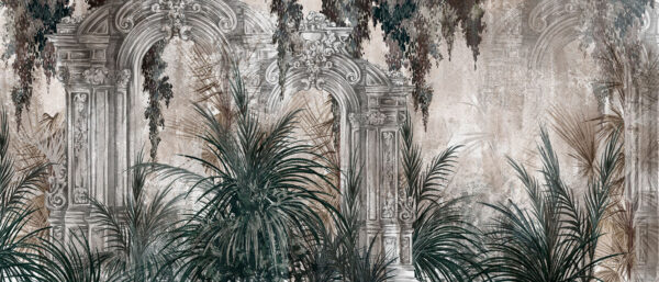Peinture d'une arche en pierre avec des plantes Peinture d'une arche en pierre avec des plantes