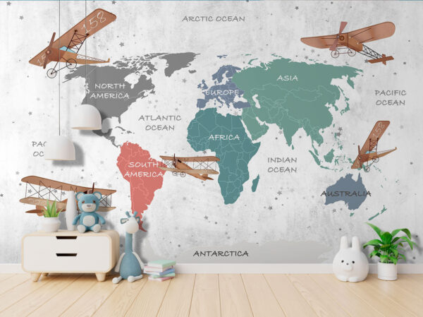 Carte du monde avec des avions Carte du monde avec des avions