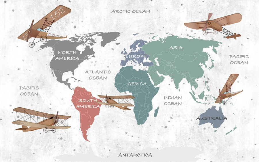 Carte du monde avec des avions