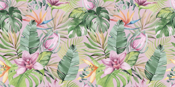 Motif de feuilles et de fleurs tropicales Motif de feuilles et de fleurs tropicales