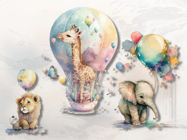 Groupe d'animaux avec des ballons Groupe d'animaux avec des ballons