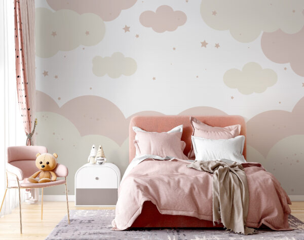 Nuages et étoiles roses et blanches Nuages et étoiles roses et blanches