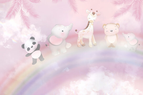 Groupe d'animaux sur un arc-en-ciel Groupe d'animaux sur un arc-en-ciel