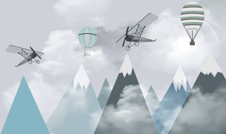 Hélicoptère survolant les montagnes