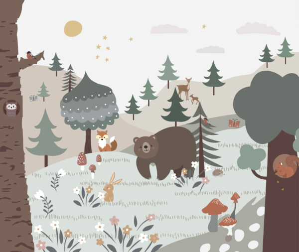 Caricature d'un ours et d'un lapin dans une forêt Caricature d'un ours et d'un lapin dans une forêt