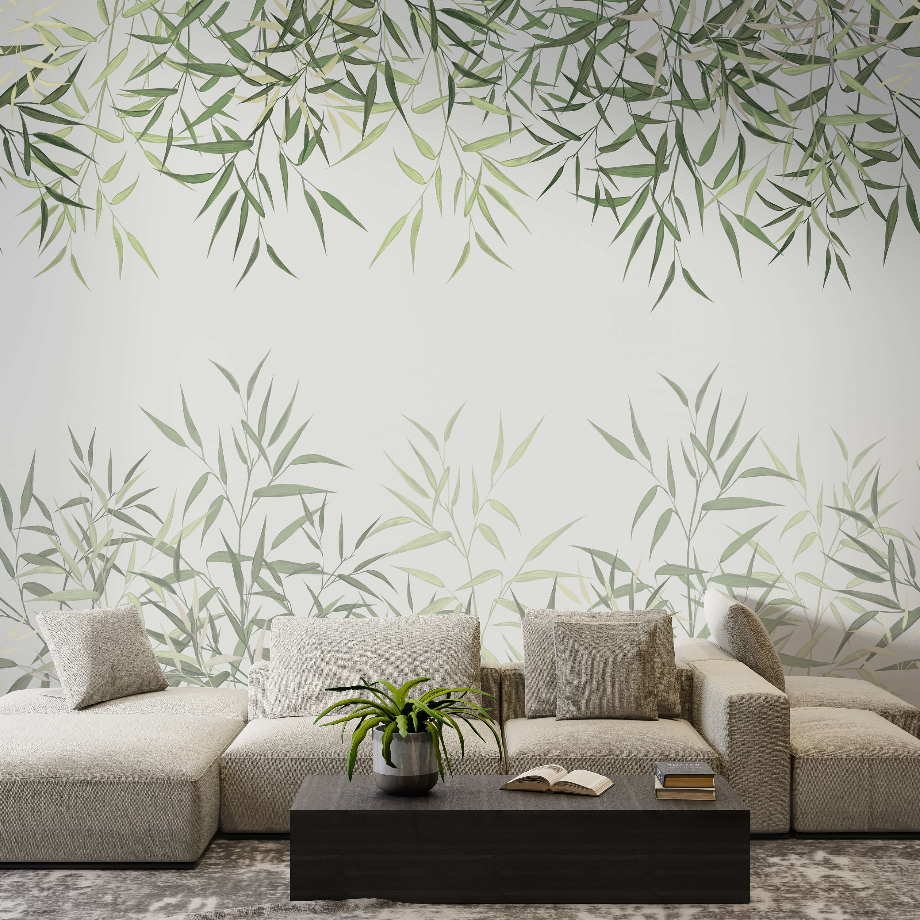 Delicate bamboo leaves on soft background Delicate bamboo leaves on soft background