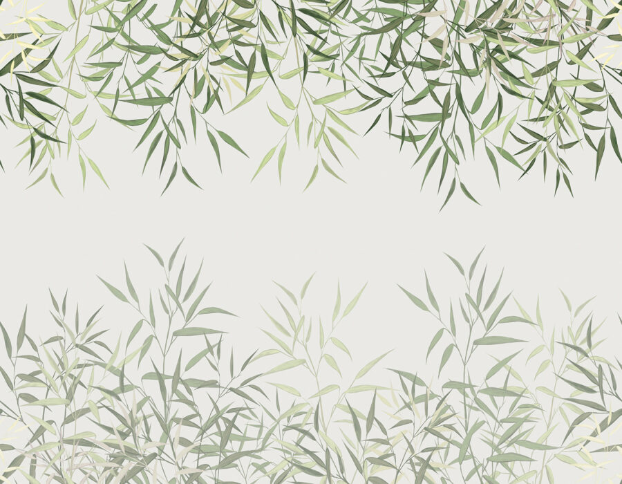Feuilles de bambou délicates sur fond doux.