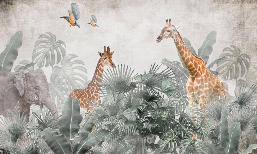 Groupe de girafes dans une forêt Groupe de girafes dans une forêt