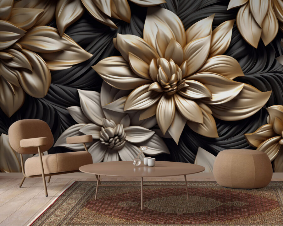 Motif floral élégant sur fond sombre Motif floral élégant sur fond sombre