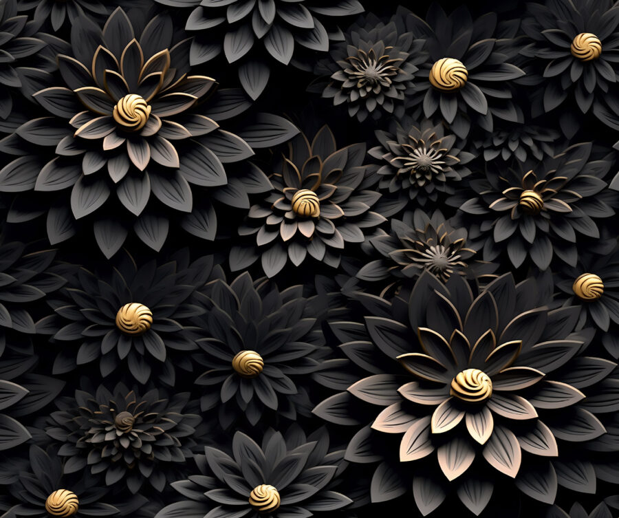 Fleurs monochromes élégantes avec centre métallique