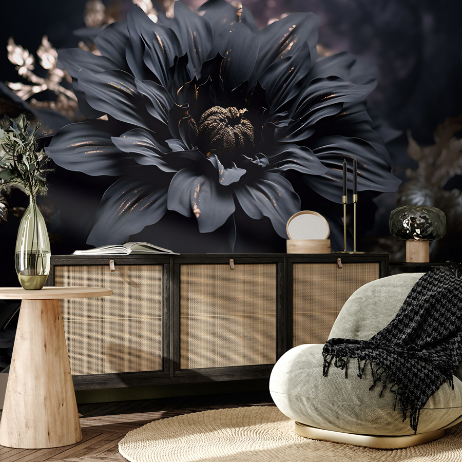 L'élégante fleur noire brille dans l'obscurité