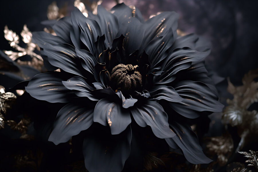 Fleur noire avec des reflets dorés