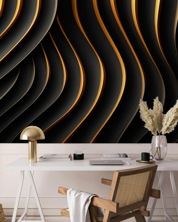 Lignes ondulées noires et orange Lignes ondulées noires et orange