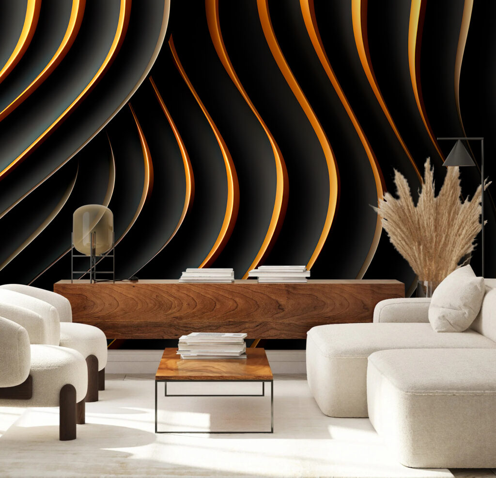 Black and orange wavy lines