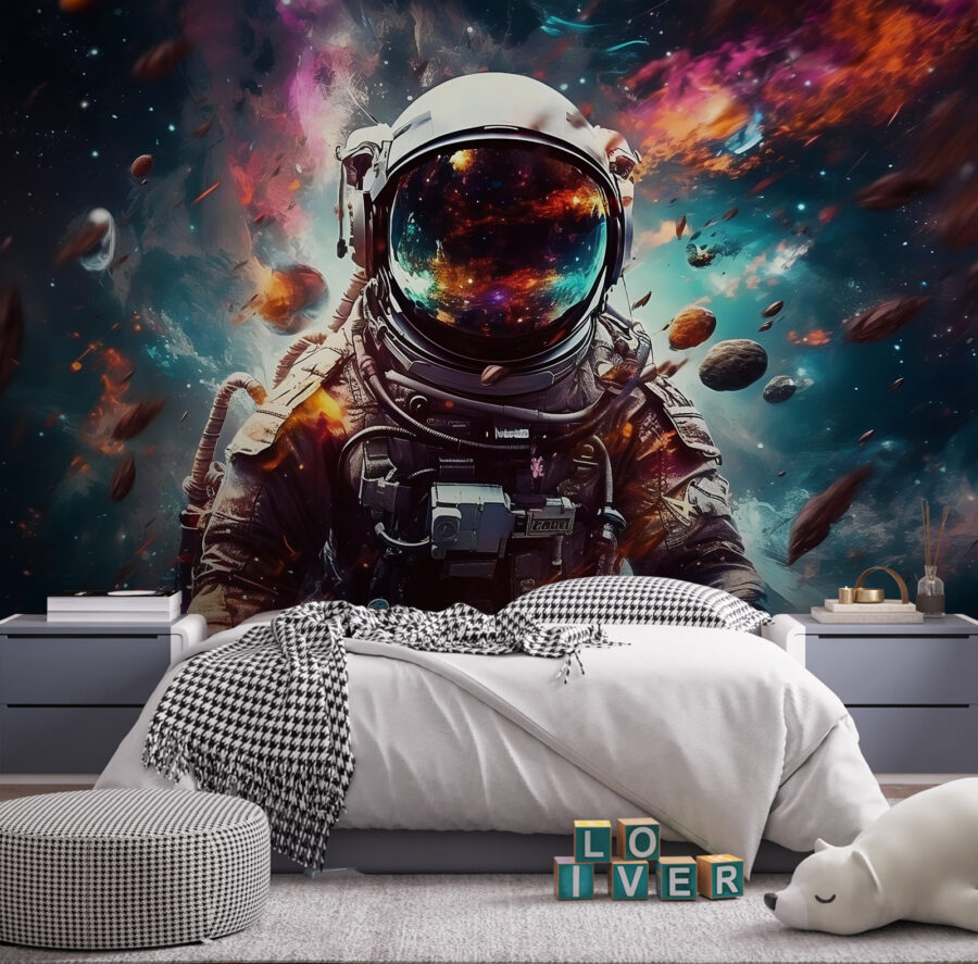 Un astronaute dans l'espace avec un grand casque
