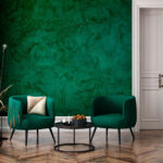 Papier peint Mur vert à surface rugueuse