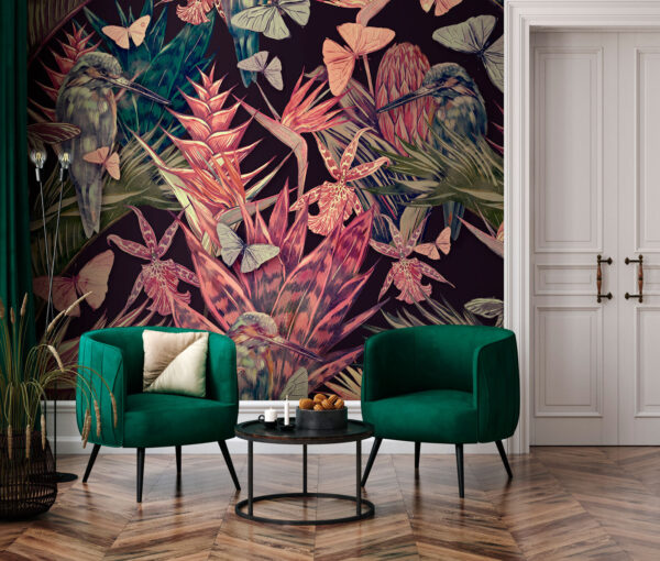 Motif de plantes et d'oiseaux tropicaux Motif de plantes et d'oiseaux tropicaux